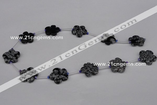 CFG1007 15.5 inches 20mm carved flower snowflake obsidian beads