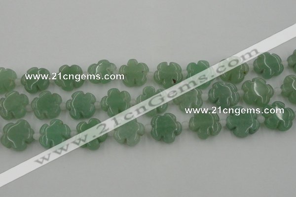 CFG1022 15.5 inches 16mm carved flower green aventurine beads