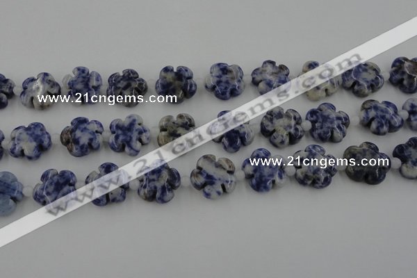 CFG1024 15.5 inches 16mm carved flower sodalite gemstone beads