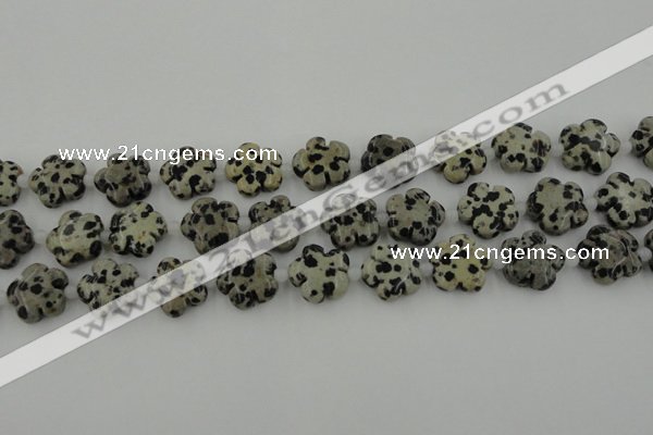 CFG1026 15.5 inches 16mm carved flower dalmatian jasper beads