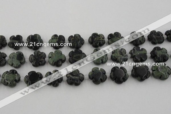 CFG1027 15.5 inches 16mm carved flower kambaba jasper beads