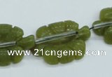 CFG11 15.5 inches 20*28mm carved leaf Korean jade beads