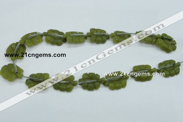 CFG11 15.5 inches 20*28mm carved leaf Korean jade beads