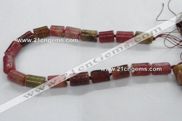 CFG1100 15.5 inches 15*20mm carved tube agate gemstone beads