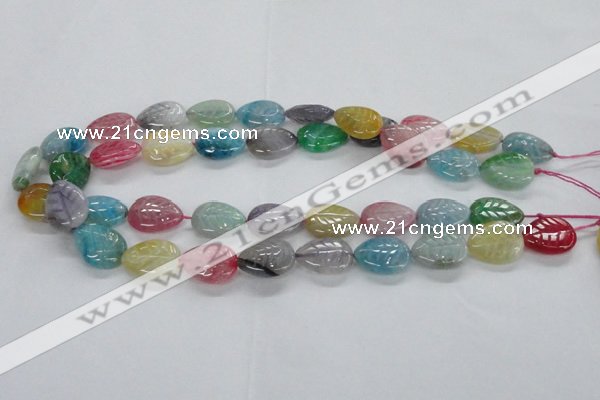 CFG1121 15.5 inches 15*20mm carved leaf agate gemstone beads