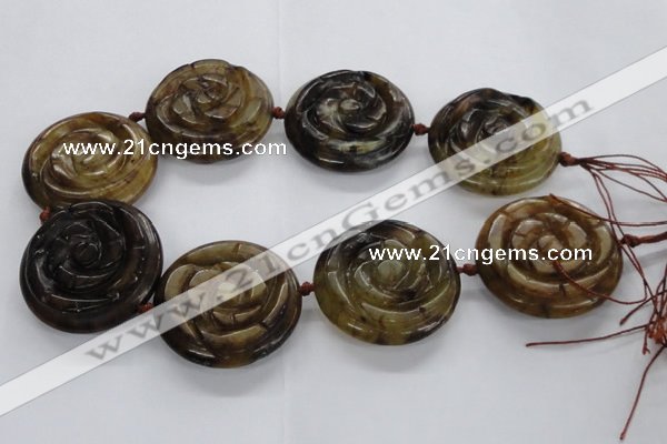 CFG1145 15.5 inches 45mm carved flower flower jade beads