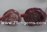 CFG1165 15.5 inches 25mm carved flower plated agate gemstone beads