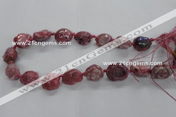 CFG1165 15.5 inches 25mm carved flower plated agate gemstone beads