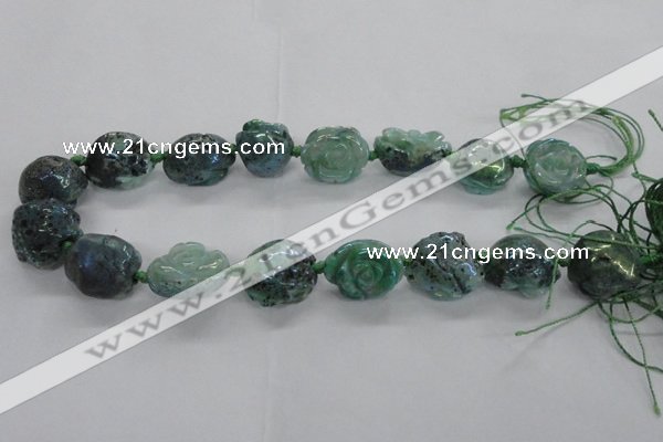 CFG1166 15.5 inches 25mm carved flower plated agate gemstone beads