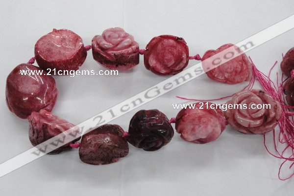 CFG1171 15.5 inches 35mm carved flower plated agate gemstone beads