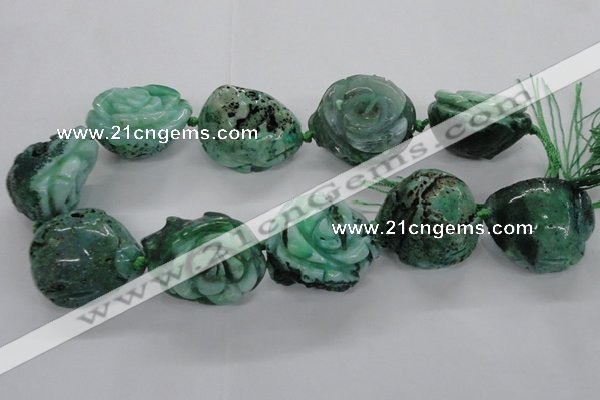 CFG1172 15.5 inches 35mm carved flower plated agate gemstone beads