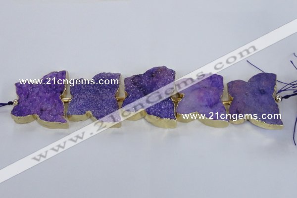 CFG1192 7.5 inches 40*45mm - 45*55mm butterfly druzy agate beads