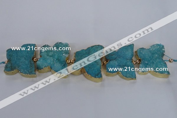 CFG1194 7.5 inches 40*45mm - 45*55mm butterfly druzy agate beads