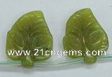 CFG12 15.5 inches 20*24mm carved leaf Korean jade beads