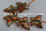 CFG1201 7.5 inches 35*45mm carved butterfly agate gemstone beads
