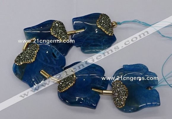CFG1221 7.5 inches 45*50mm elephant agate gemstone beads wholesale