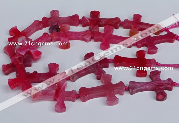 CFG1233 15.5 inches 32*45mm - 35*48mm cross dragon veins agate beads