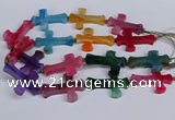 CFG1236 15.5 inches 32*45mm - 35*48mm cross dragon veins agate beads