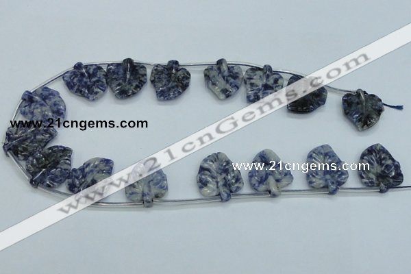 CFG15 15.5 inches 20*26mm carved leaf sodalite gemstone beads