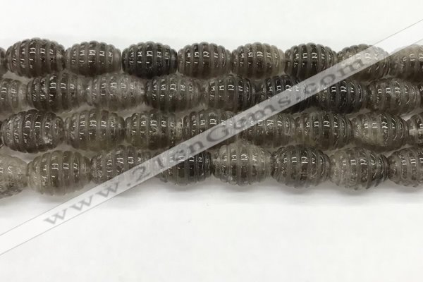 CFG1501 15.5 inches 15*20mm carved rice smoky quartz beads