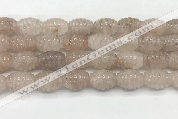 CFG1504 15.5 inches 15*20mm carved rice pink quartz beads