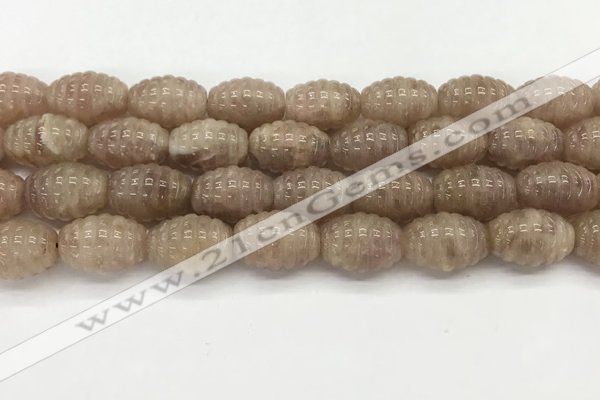 CFG1505 15.5 inches 15*20mm carved rice strawberry quartz beads