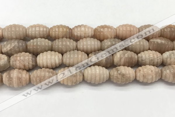 CFG1506 15.5 inches 15*20mm carved rice moonstone beads