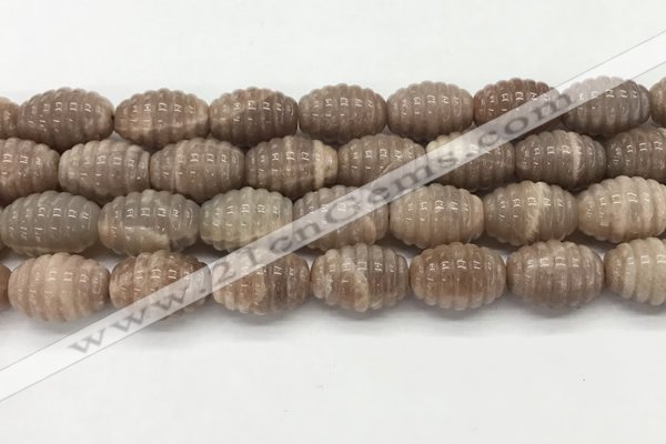 CFG1507 15.5 inches 15*20mm carved rice moonstone beads