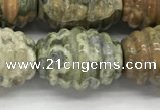 CFG1509 15.5 inches 15*20mm carved rice rhyolite gemstone beads