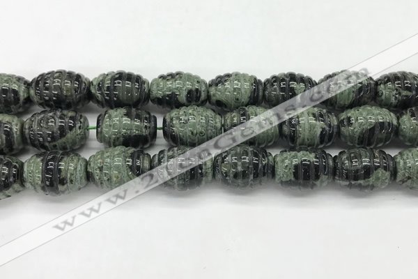 CFG1510 15.5 inches 15*20mm carved rice kambaba jasper beads