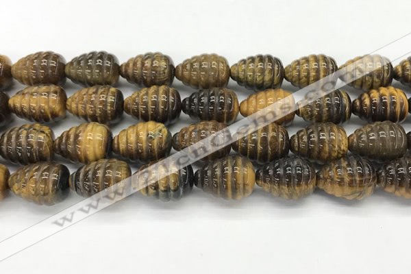 CFG1519 15.5 inches 15*20mm carved teardrop tiger eye beads