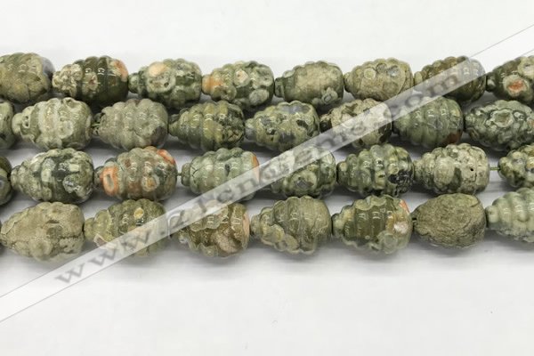 CFG1520 15.5 inches 15*20mm carved teardrop rhyolite gemstone beads