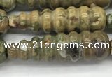 CFG1531 15.5 inches 10*35mm carved teardrop rhyolite gemstone beads