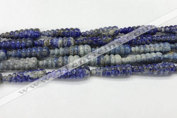 CFG1533 15.5 inches 10*35mm carved teardrop lapis lazuli beads