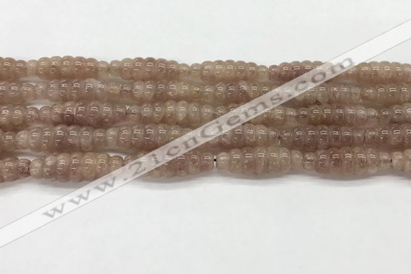 CFG1542 15.5 inches 10*30mm carved rice strawberry quartz beads