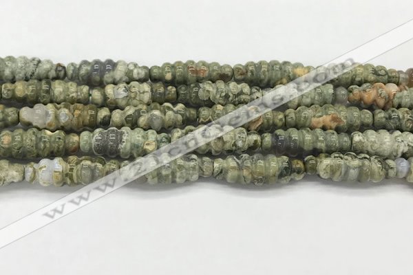 CFG1544 15.5 inches 10*30mm carved rice rhyolite gemstone beads