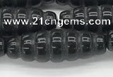CFG1545 15.5 inches 10*30mm carved rice black agate beads