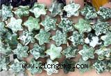 CFG1661 15 inches 14mm carved star Qinghai jade beads