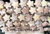 CFG1663 15 inches 14mm carved star orange jade beads