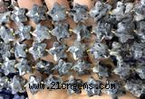 CFG1679 15 inches 14mm carved star black labradorite beads