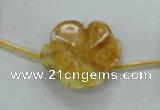 CFG17 15.5 inches 24mm carved flower yellow crazy lace agate beads