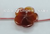 CFG19 15.5 inches 24mm carved flower natural red agate beads