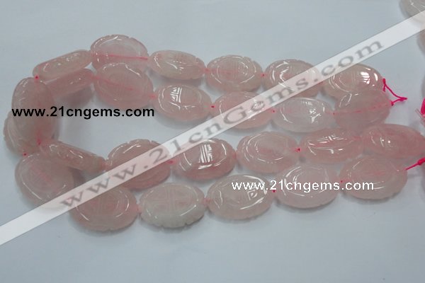 CFG207 15.5 inches 22*30mm carved oval rose quartz gemstone beads