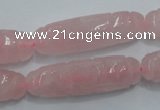 CFG208 15.5 inches 12*40mm carved rice rose quartz gemstone beads