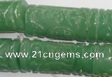 CFG213 15.5 inches 14*31mm carved column green aventurine jade beads