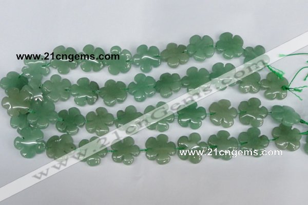 CFG215 15.5 inches 20mm carved flower green aventurine beads