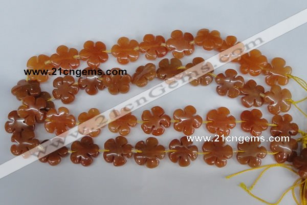 CFG216 15.5 inches 20mm carved flower red aventurine beads