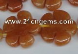 CFG217 15.5 inches 24mm carved flower red aventurine beads