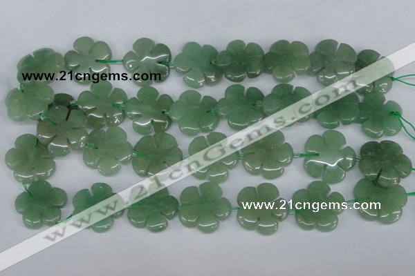 CFG218 15.5 inches 24mm carved flower green aventurine beads