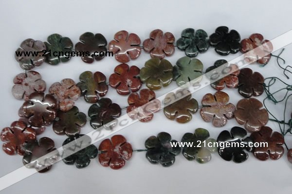 CFG220 15.5 inches 24mm carved flower Indian agate beads